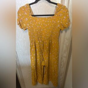 Art Class Mustard Yellow‎ Floral Romper Dress